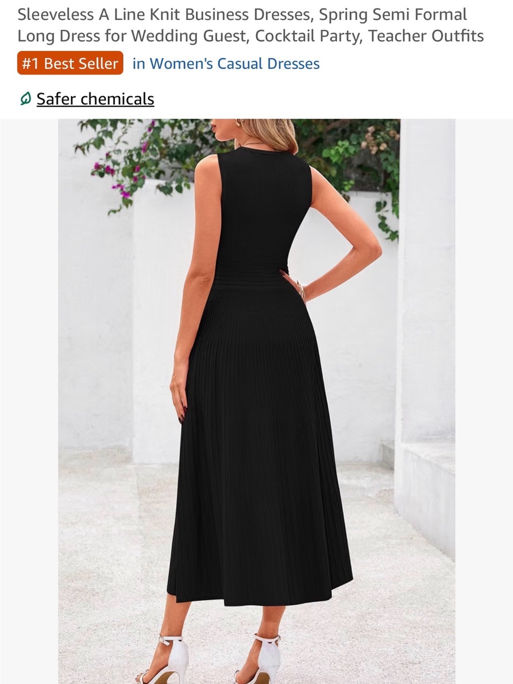 Sleeveless Pleated Midi Dress in Black - Picture 4 of 9